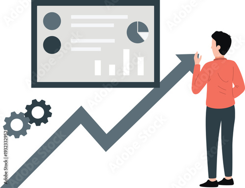 The boy is doing presentation report.