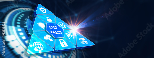 Fraud Alert Caution Defend Guard Notify Protect Concept. 3d illustration