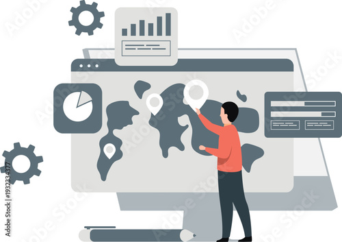 The boy is finding location