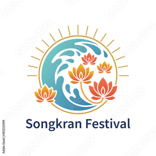 Traditional Thai Water Festival Celebration Logo