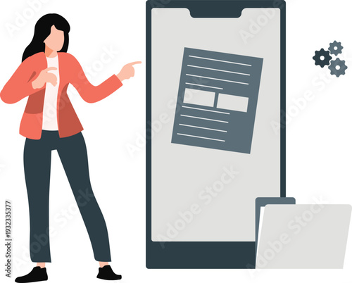 The girl is showing document on mobile