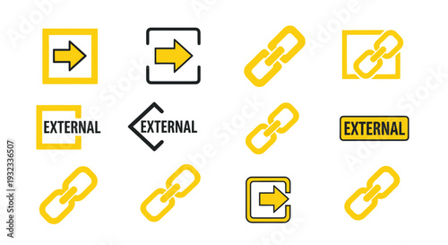 External Link Icons: Chain, Arrow, Box Concepts for Web Design & Navigation