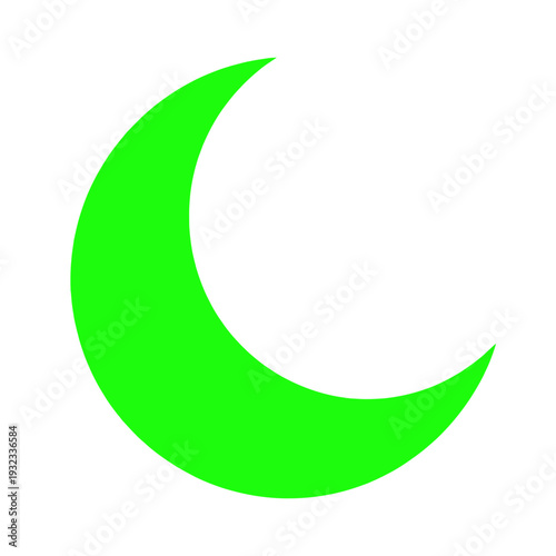 Bright Green Crescent Moon Icon Isolated on White Background