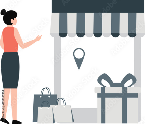 The girl is finding retail shopping location