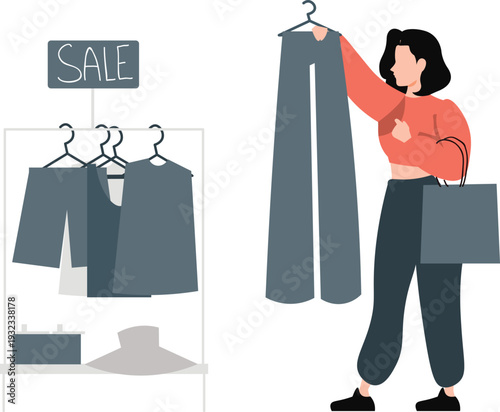 The girl is looking sale cloth