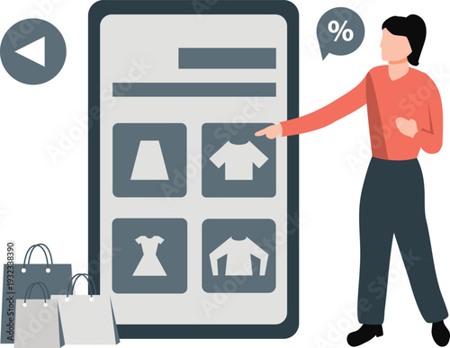 Women checking online discounted dresses on mobile.