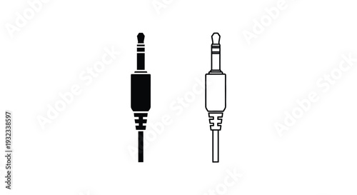 Two audio jack icons one filled and one outlined on a white background