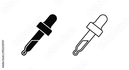 Two depictions of a dropper one black one white showing design variations