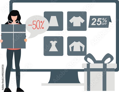 The girl gets a gift at a discount sale.