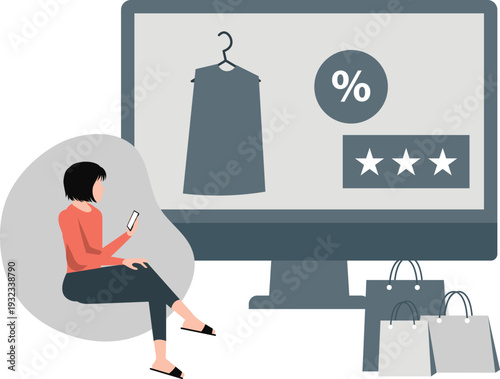 The girl is checking online discount sale on mobile