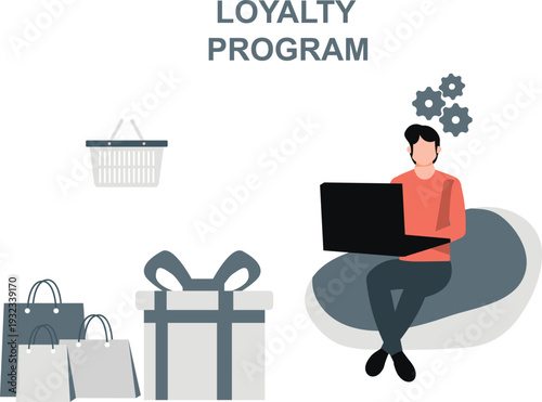 The boy is setting up a lottery program on gifts