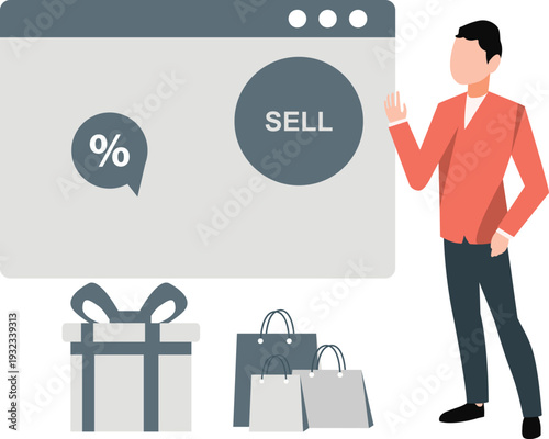 The boy is thinking about  web shopping.