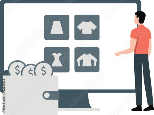 The boy is doing online shopping