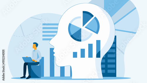 Businessman analyzing data with charts and graphs