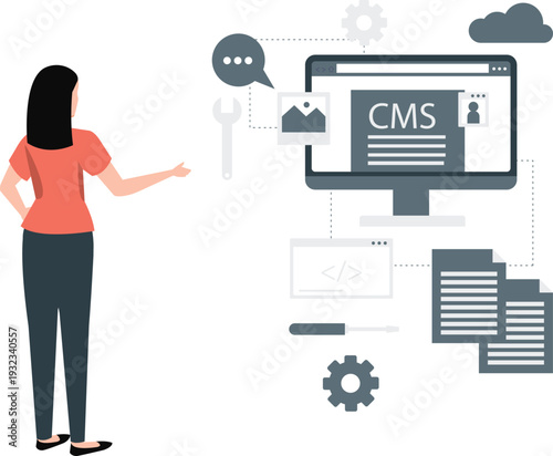 The girl is explain about programming