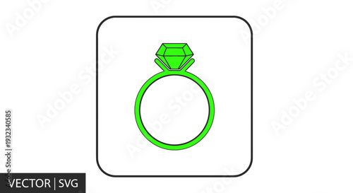 Green Diamond Ring Icon Vector Art