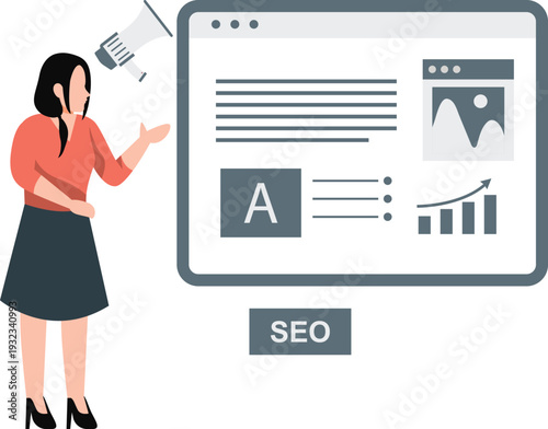 The girl is marketing SEO development.