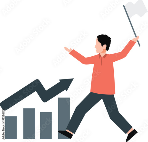 The boy is happy on business growth