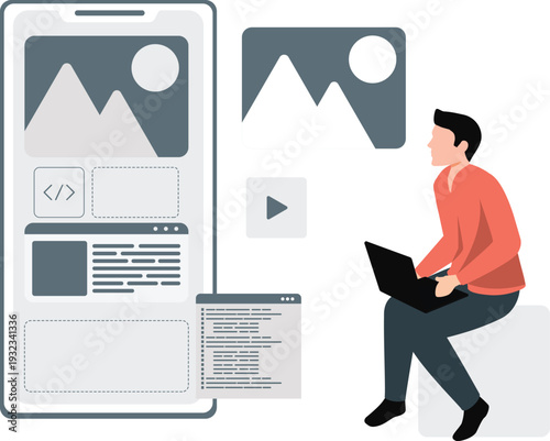 The boy is working about mobile gallery.