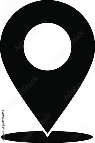 Map pin silhouette icon representing geolocation marker, vector illustration highlighting navigation, travel, positioning, GPS symbol, digital mapping design, and location concept"