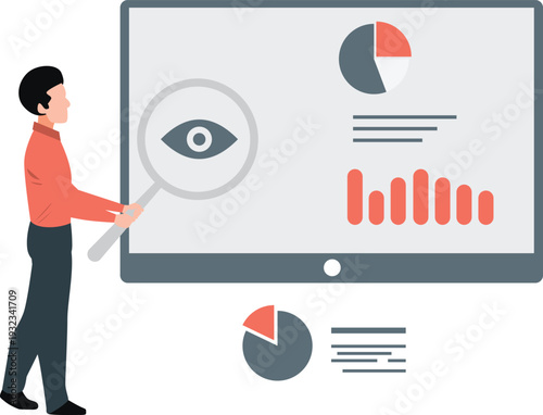 The boy is doing SEO monitoring