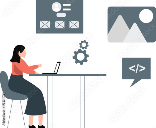 The girl is working SEO development.