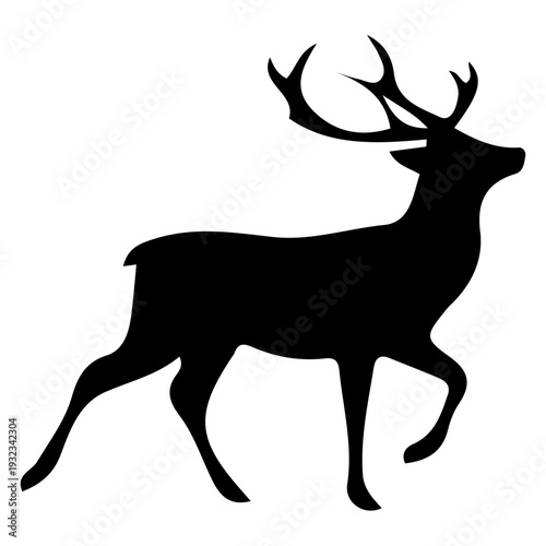 Stag Silhouette Icon Isolated on White Background