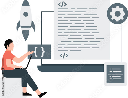 The boy is doing  development startup