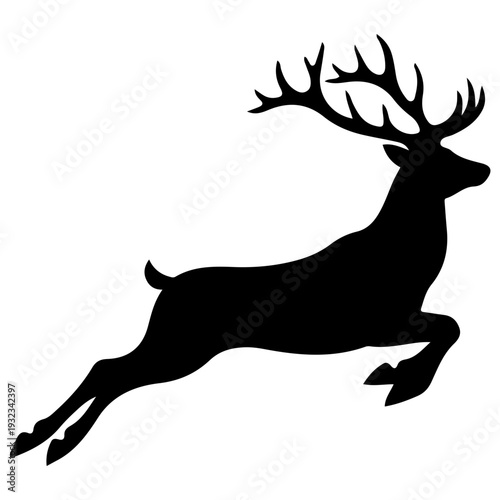 Silhouette of a Leaping Stag or Deer