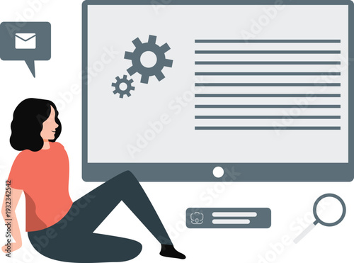 The girl is shocked to look document setting