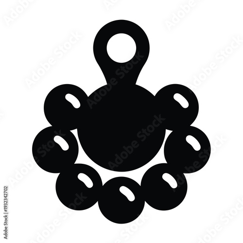 Black simple icon of worry beads also known as Komboloi in Greece