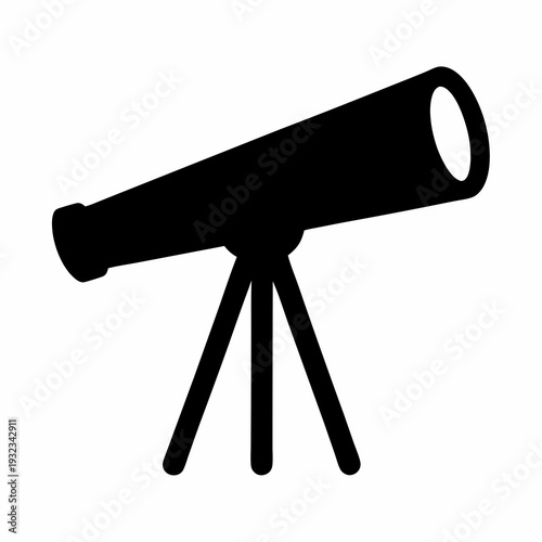 Silhouette of telescope on tripod for astronomy and science exploration