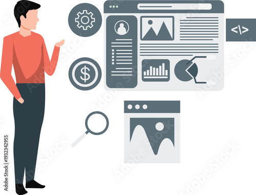 Man showing application development.