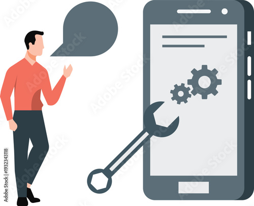 The boy is explain about mobile setting app