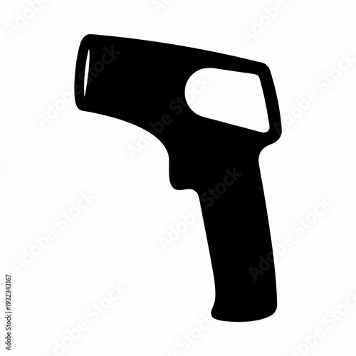 Sleek Black Silhouette of a Non Contact Infrared Thermometer for Temperature Measurement