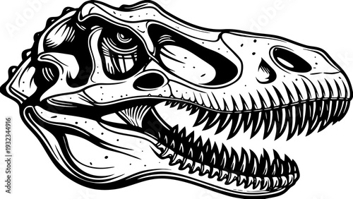 tyrannosaurus rex dinosaur skull vector illustrations black and white