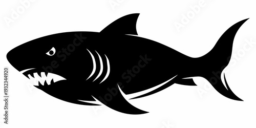 angry great white shark silhouette vector illustration