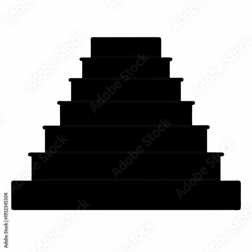Black silhouette of a stepped pyramid or staircase against a white background