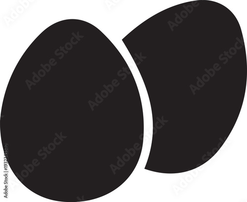 Two simple black egg shapes are shown overlapping slightly against a white background.