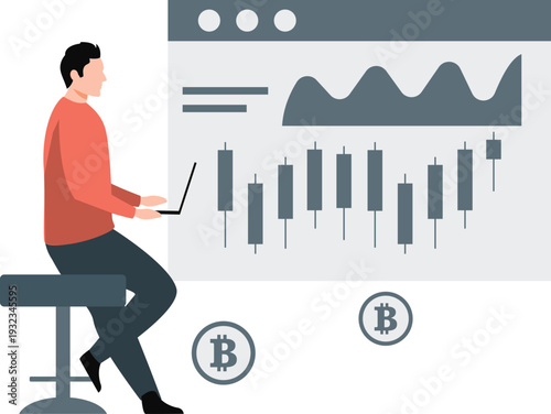 The boy is checking stock market trading.