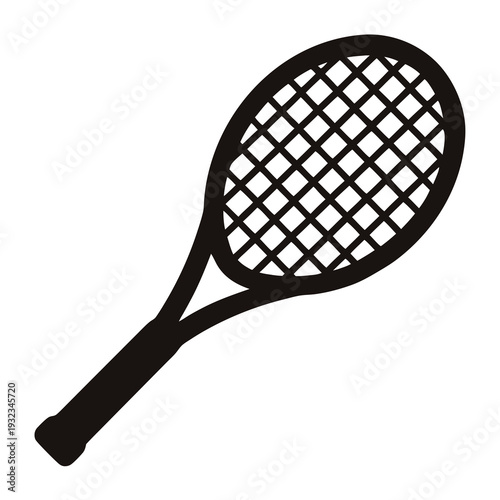 Black silhouette of a tennis racket ready for the sports game