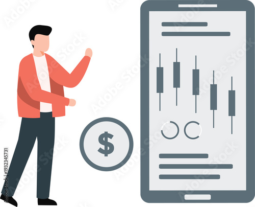 The boy is showing stock market investment