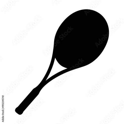Stylized Black and White Vector Illustration of a Tennis Racket