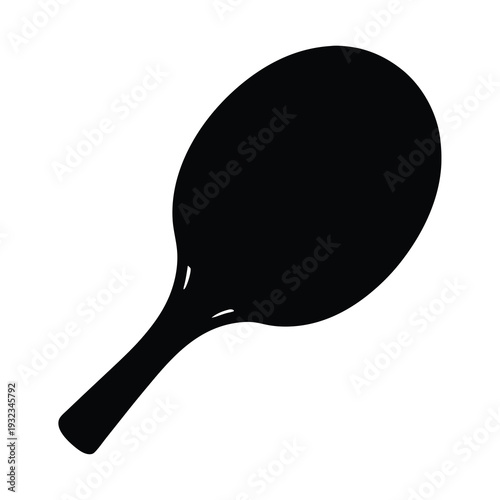 Isolated black table tennis racket illustration, representing a sport equipment silhouette