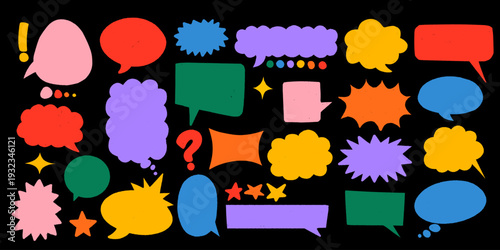 Mega Bundle of Twenty Two Colorful Chat Speech Bubbles for Urban Graphic Design.