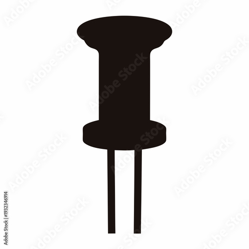 Silhouette image of a push pin ready for sticking on the board