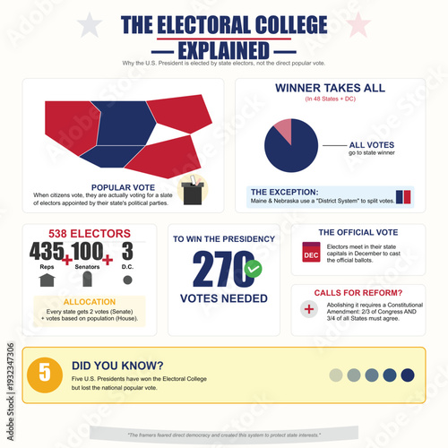 United States Electoral College Process Infographic Vector