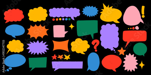 Complete Set of Colorful Speech Bubbles Collection for Urban Digital Branding.