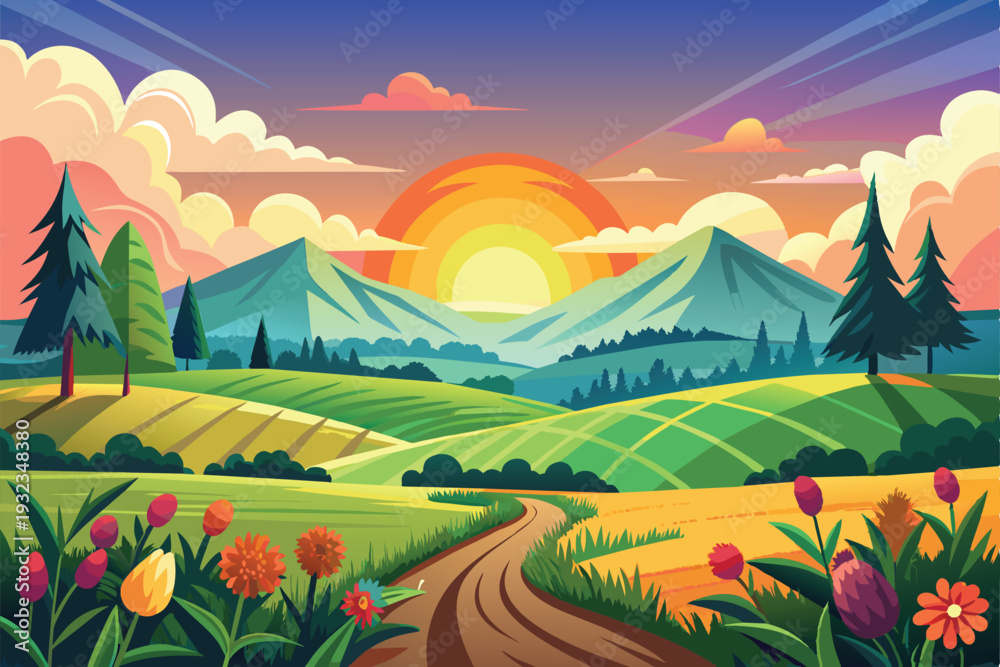 Fototapeta premium summer landscape with hills and mountains