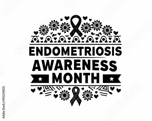 ENDOMETRIOSIS AWARENESS MONTH vector illustration isolated on white background